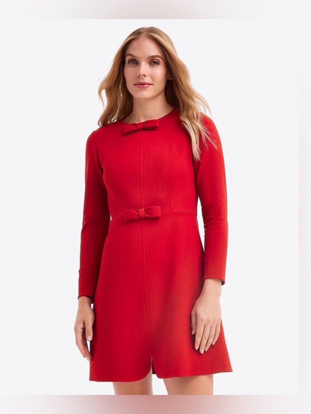 Draper James‎ Long Sleeve Sadie Shift Dress In Festive Red Size XS New With Tags